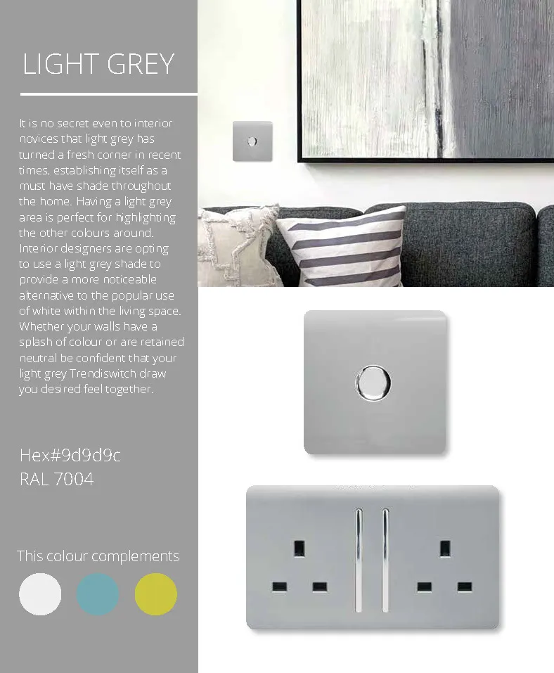 2 Gang Retractive Home Auto.Switch Light Grey ART-SSR2LG  Trendi Light Grey